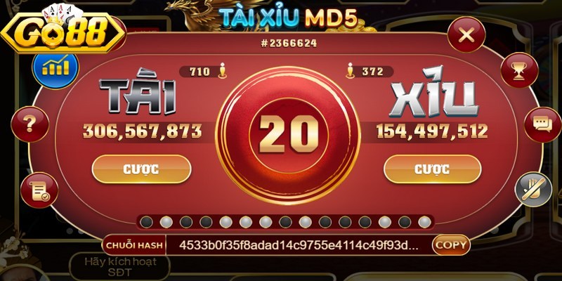 Tài Xỉu MD5 Go88 - Đỉnh Cao Cá Cược Minh Bạch, Xanh Chín 2 Luật chơi, cách đặt cược Tài Xỉu MD5 dễ hiểu, dễ áp dụng